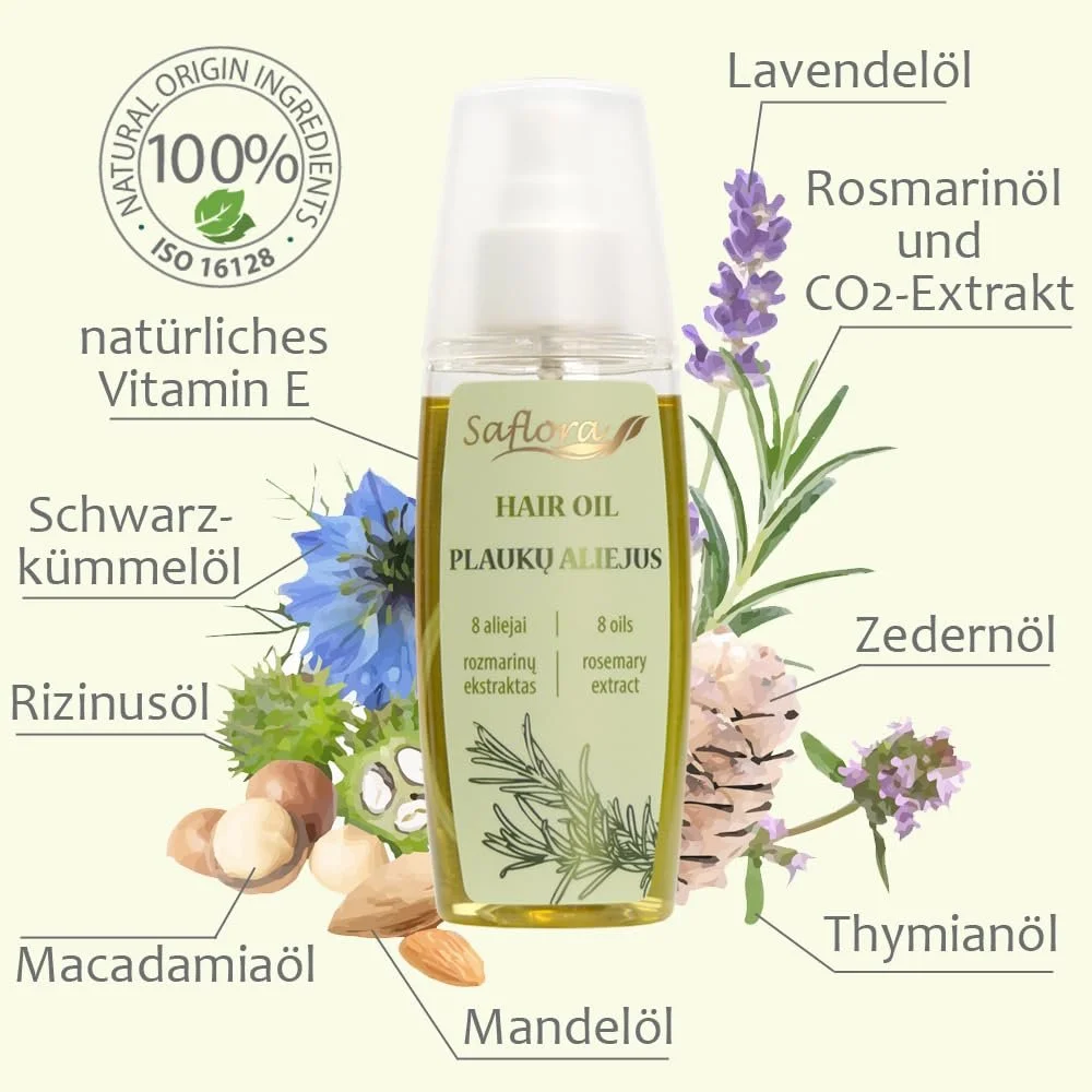 Олія для росту волосся SAFLORA для запобігання випадіння волосся 100мл, фото №2