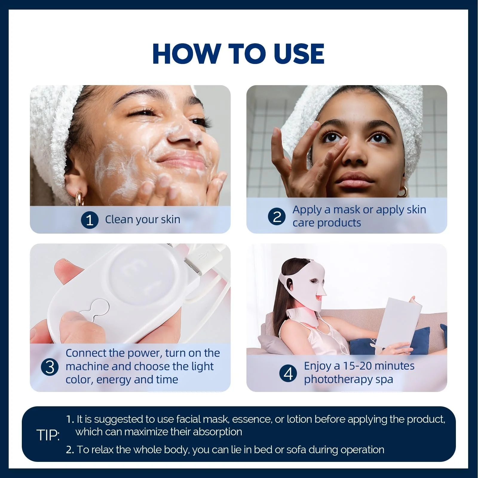 LED Маска для світлової терапії обличчя, Маска для червоної світлової терапії, 7-кольорова LED маска для обличчя та шиї, фото №5