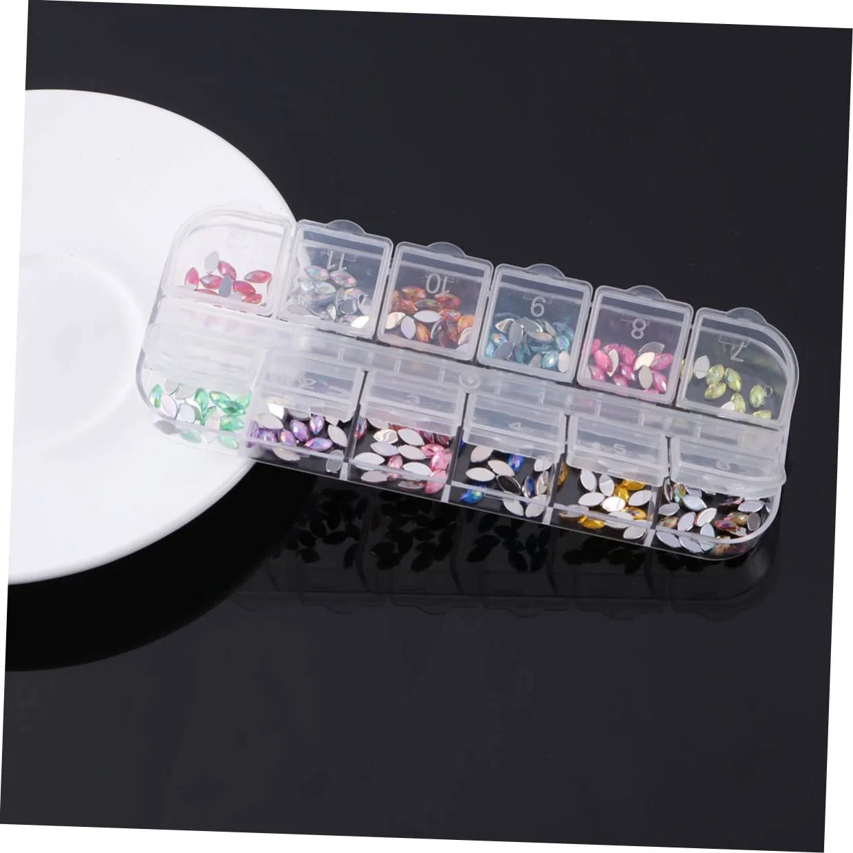 Стразы для ногтей Healvian, 2 шт., разных цветов, блестящие, плоские, с коробкой для хранения, для творческого маникюра и дизайна ногтей, фото №4