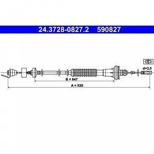 Трос сцепления ATE 24.3728-0827.2 для PEUGEOT - Фото 1