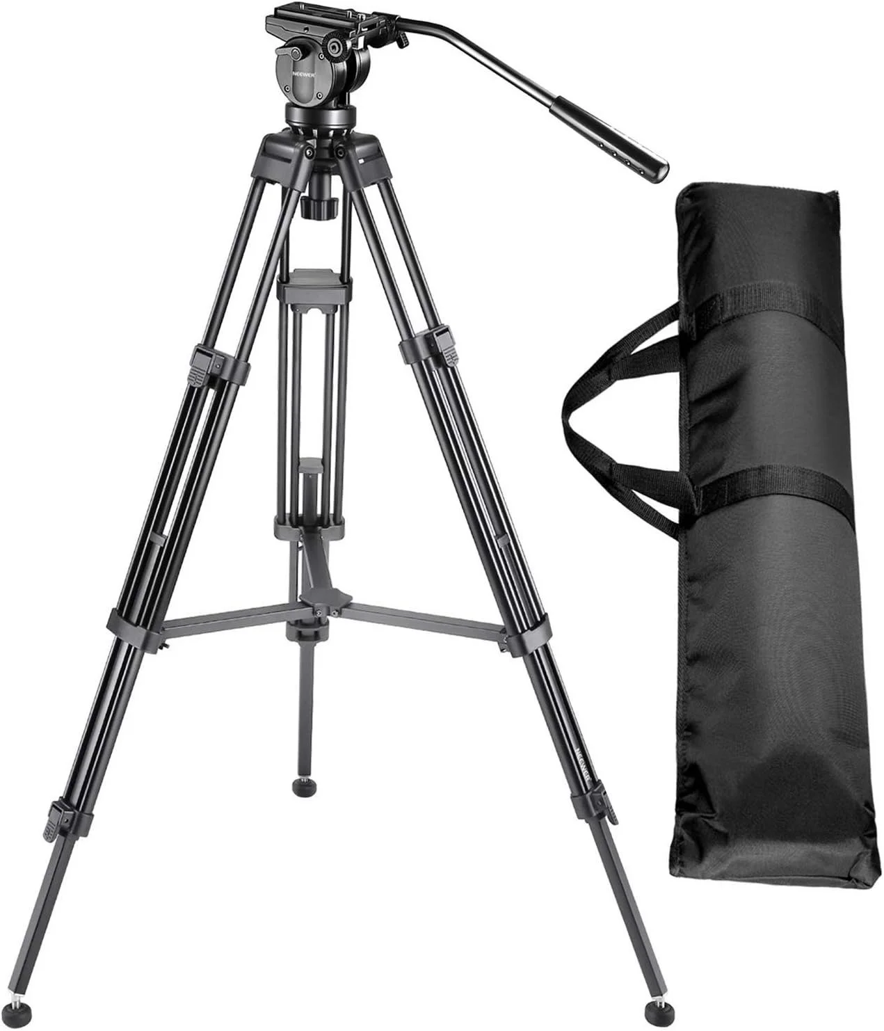 Штатив NEEWER 155 см з гідравлічною головкою, що обертається на 360 градусів Чорний, фото №2