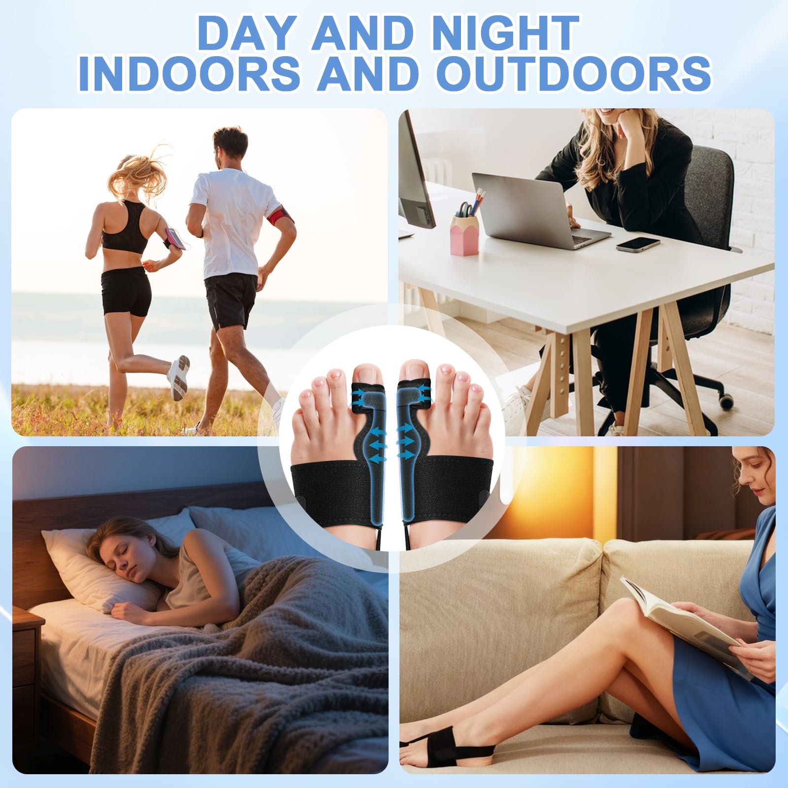 Шина для корекції Hallux Valgus, 2 x роздільники для пальців ніг, 2 x корекційні шини, регульована, фото №7