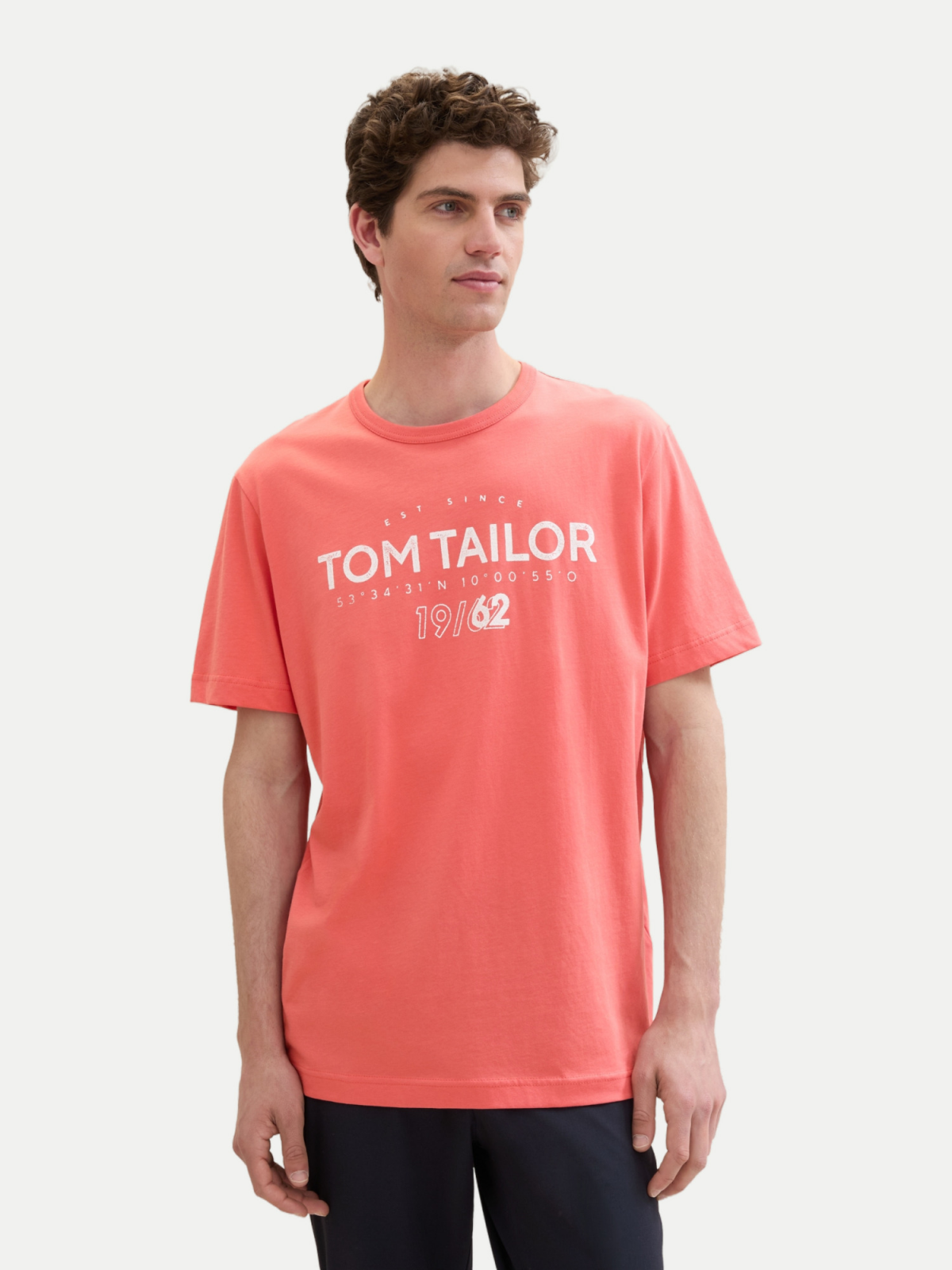 Футболка  mit Logo Print 1041871ХХ26202 Tom Tailor Кораловий L, фото №1