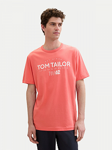 Футболка  mit Logo Print 1041871ХХ26202 Tom Tailor Кораловий S - Фото 1