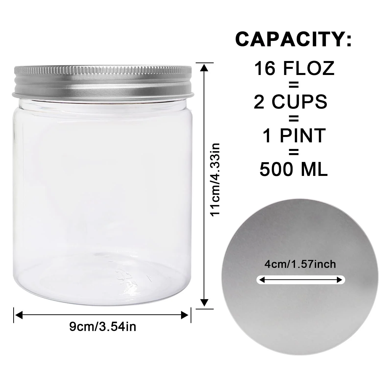Скарбничка Набір 4 шт прозора пластикова срібляста 500 мл, фото №2