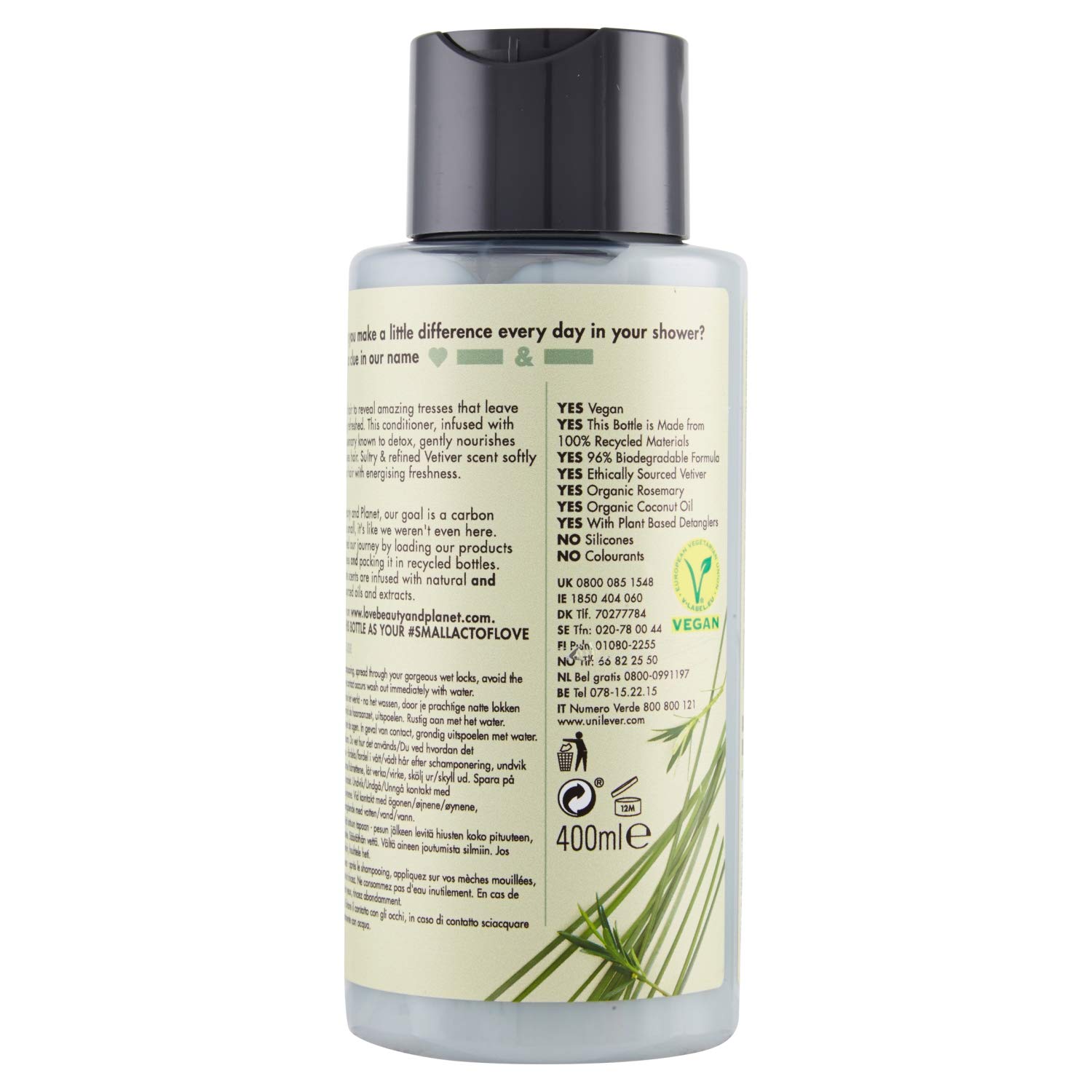 Кондиционер Love Beauty & Planet Detox Green Rosemary & Vetiver 2 упаковки 400 мл, фото №3
