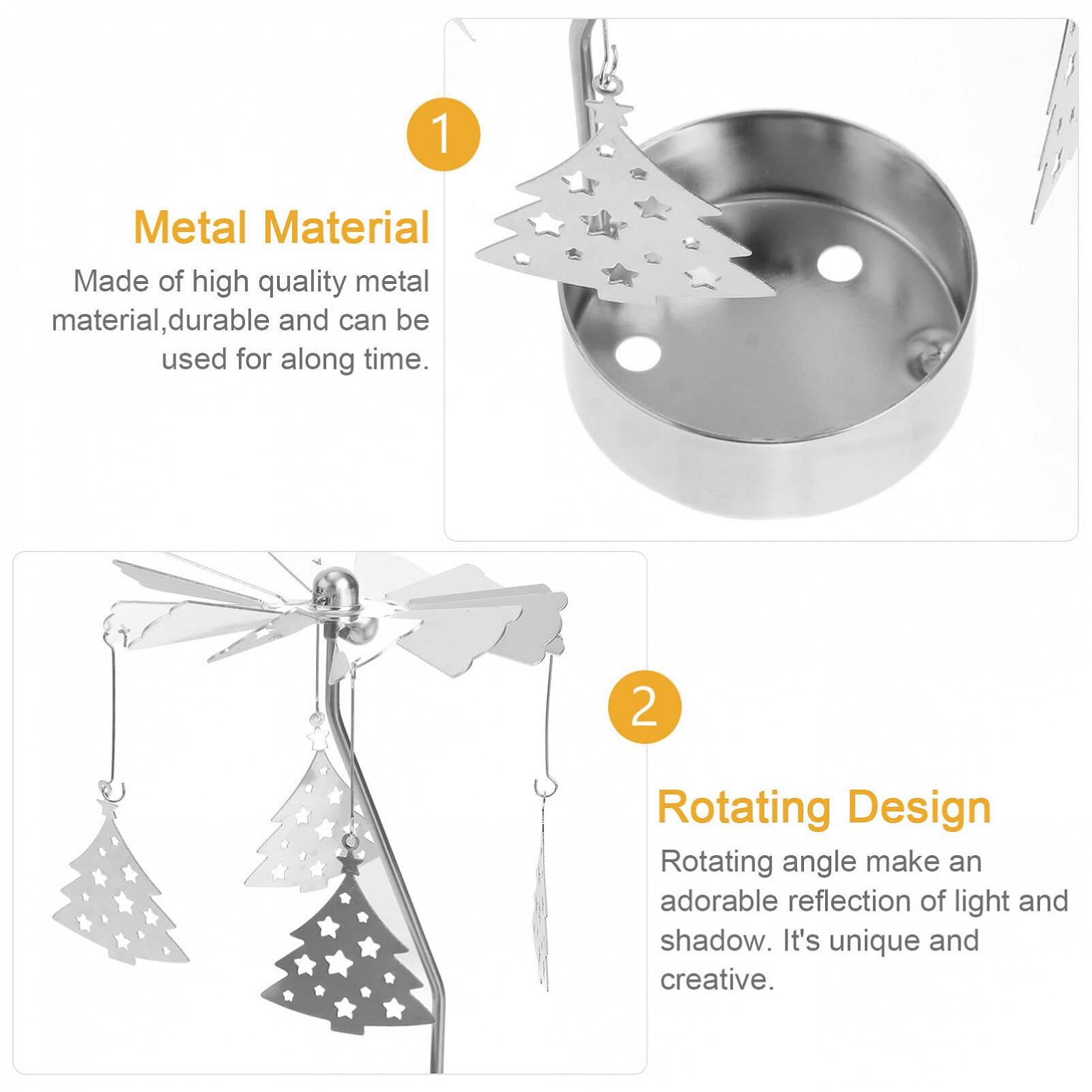 Набор Uonlytech 3 Вращающиеся Подсвечники Рождественские Свечи Олень Елка Снежинка Пауки Подставка для Подсвечников Чайные Свечки, фото №7