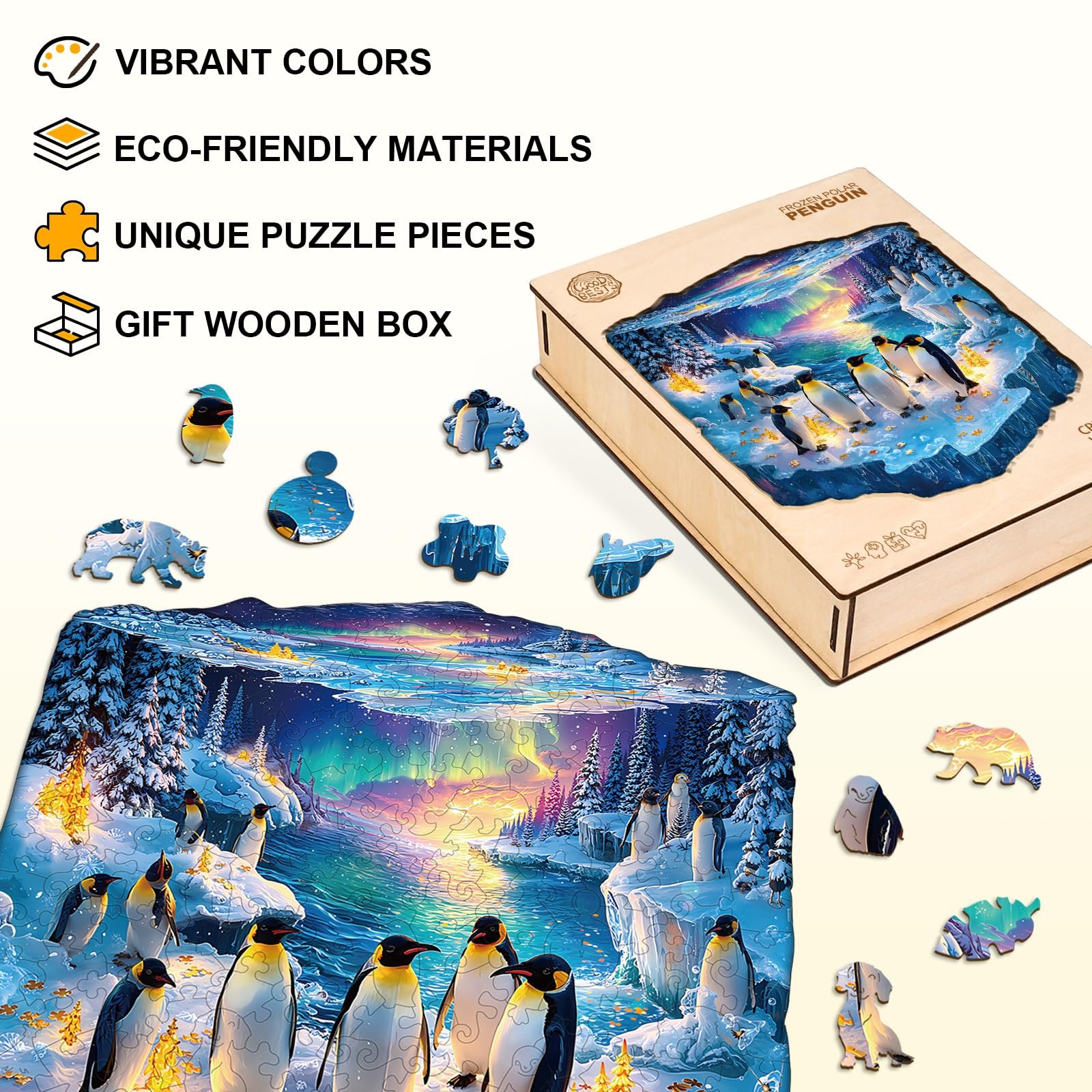 Пазл деревянный WOODBESTS Frozen Penguins 265 деталей 34 x 31.1 см, фото №7