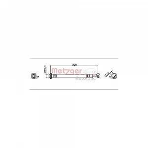 Тормозной шланг METZGER 4111954 для NISSAN RENAULT, задняя ось справа - Фото 1
