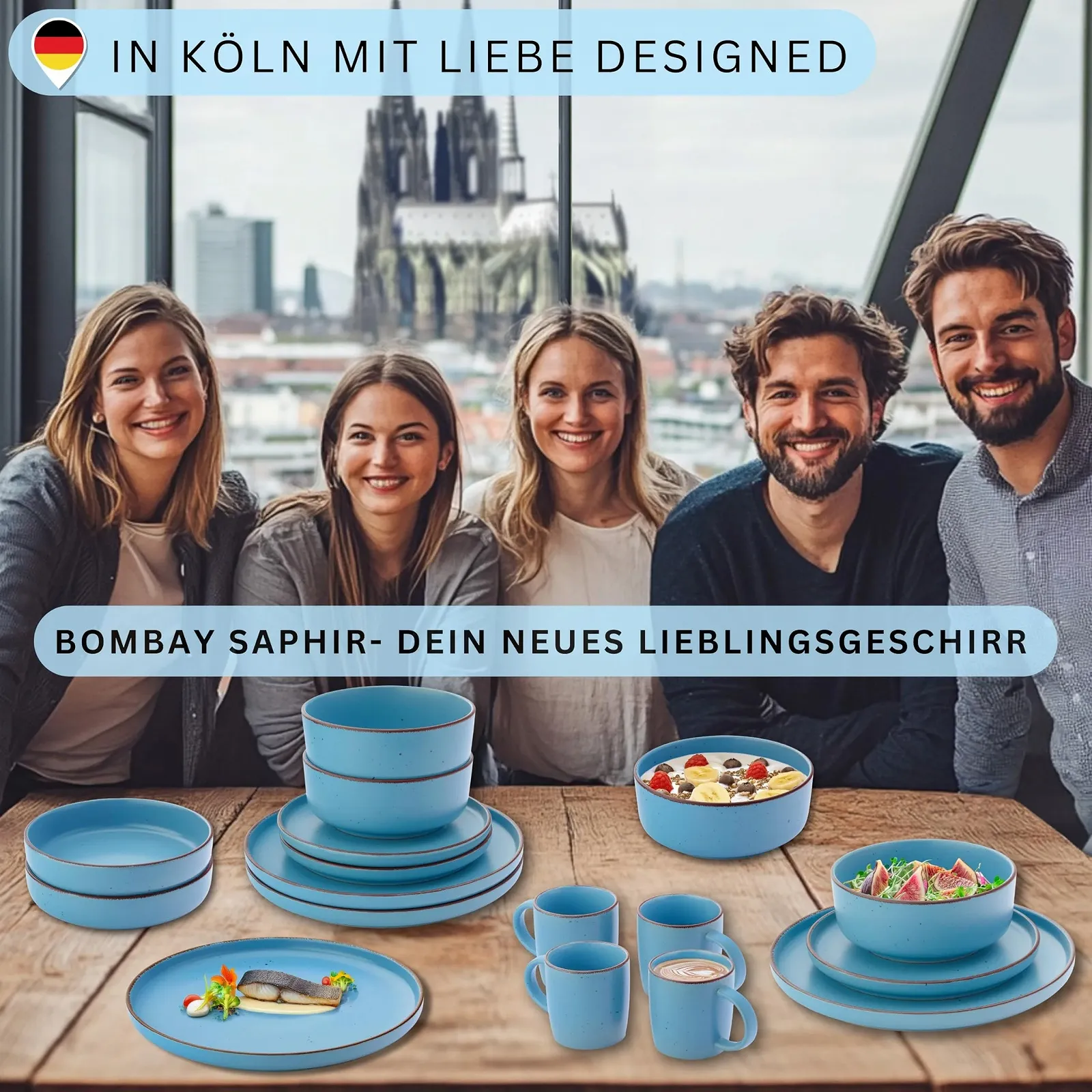 Миска Sänger Bombay Saphir Набор из 4 керамических мисок для завтрака, царапины, подходящие для микроволновки, 700 мл, фото №6