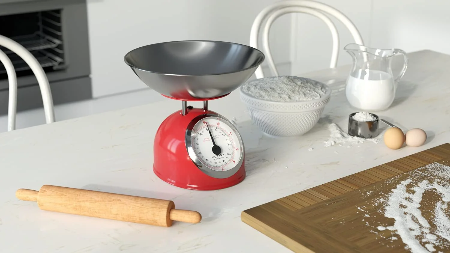 Кухонні ваги ETA Storio Retro Аналогові 5 kg з чашею 2 л Червоні, фото №2