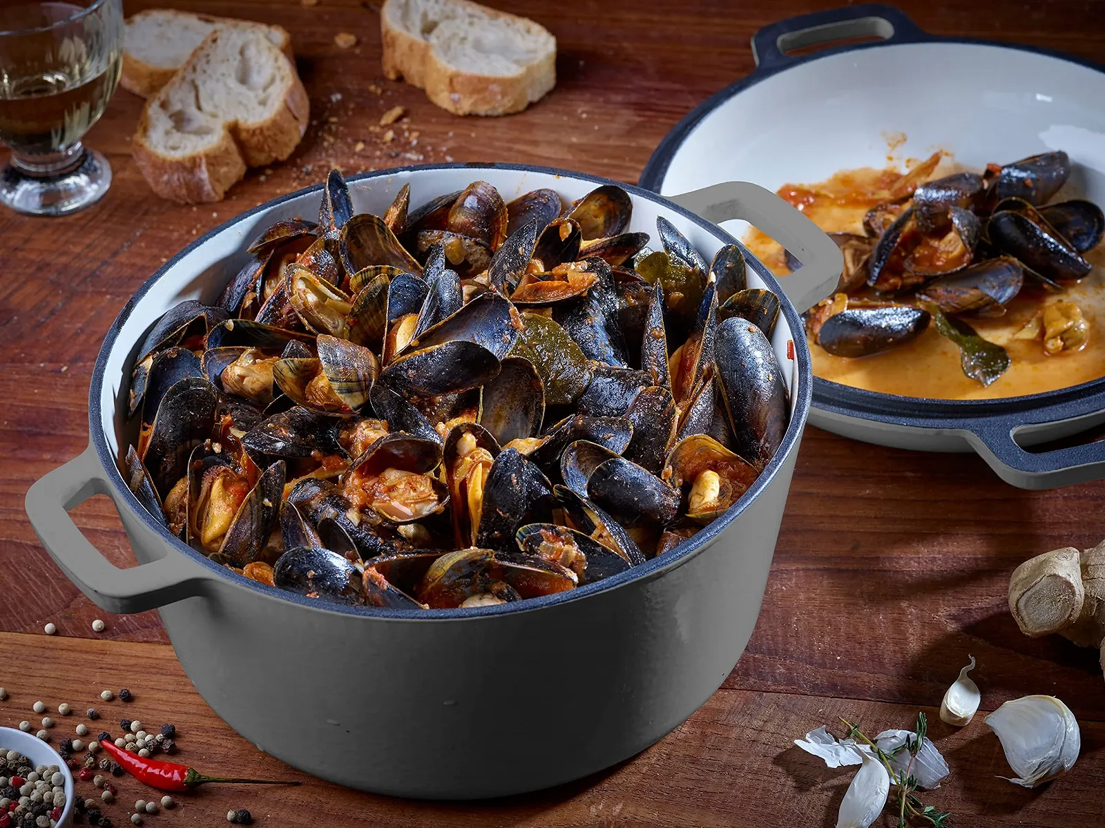 Набір 2-в-1 каструля та сковорідка для подачі Echtwerk чавунна з емалевим покриттям сіра 3,5 л 25,3 см, фото №6