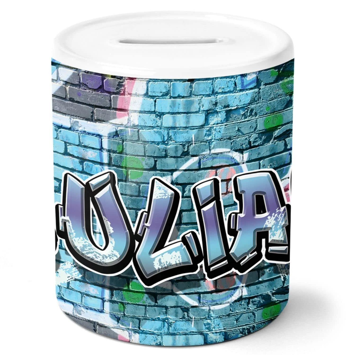 Скарбничка timalo Gamer Персоналізована Керамічна Блакитне графіті 27, фото №1