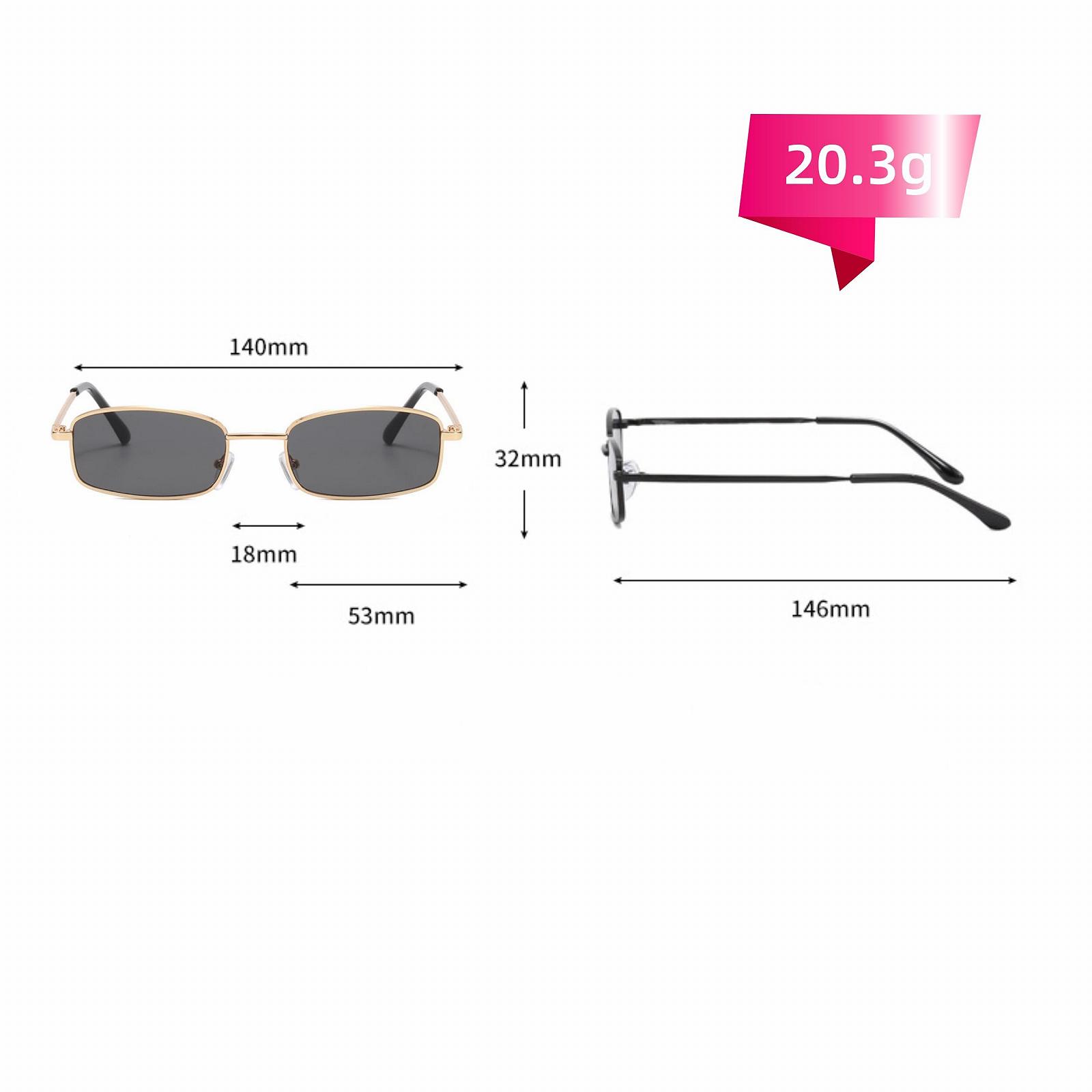 Класичні прямокутні сонцезахисні окуляри QVKUUT, ретро, тонка металева оправа, фото №3