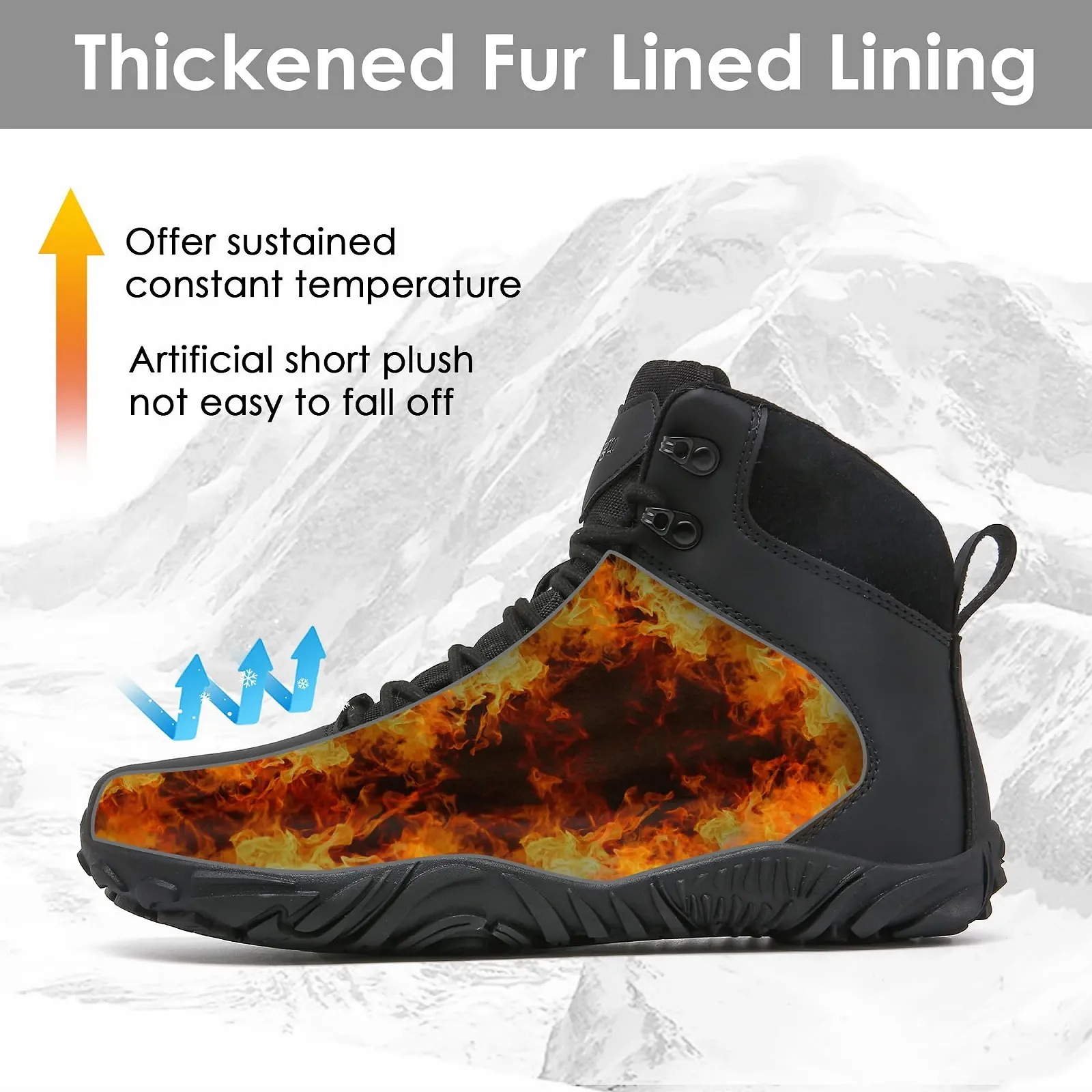 Зимние мужские ботинки Waterproof Warm Snow Boots Non-Slip Outdoor Trekking Shoes, фото №3 Зимние мужские ботинки Waterproof Warm Snow Boots Non-Slip Outdoor Trekking Shoes, фото №3