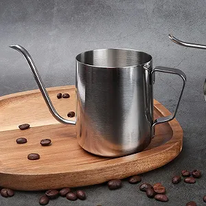 Лейка Кофейник из нержавеющей стали 350 мл Длинный узкий носик Цвет нержавеющей стали synthetic.ua - Фото 1