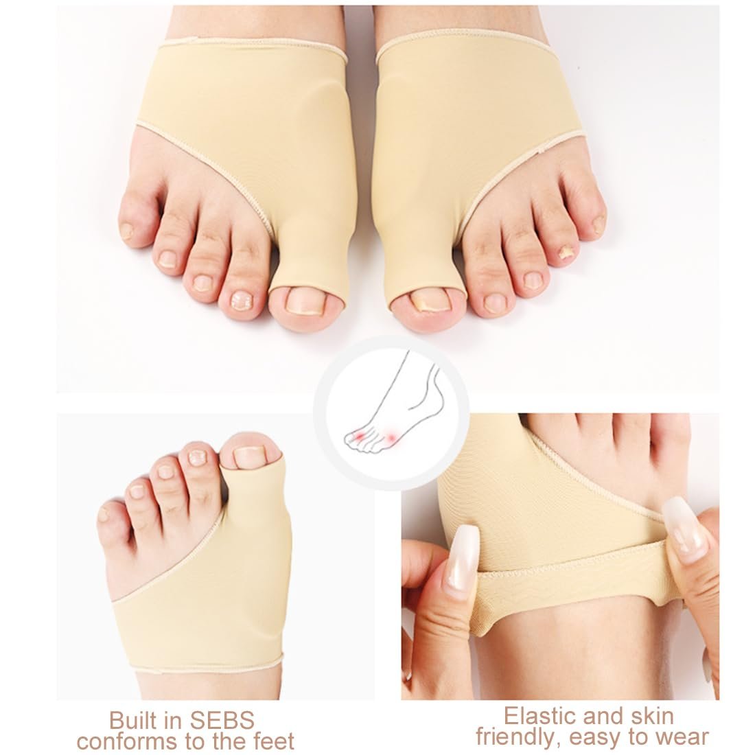 Пов'язка Hallux Valgus Комплект з 2 шт. Корекція і знеболення для чоловіків і жінок | М'який SEBS гель і дихаюча пов'язка, фото №6