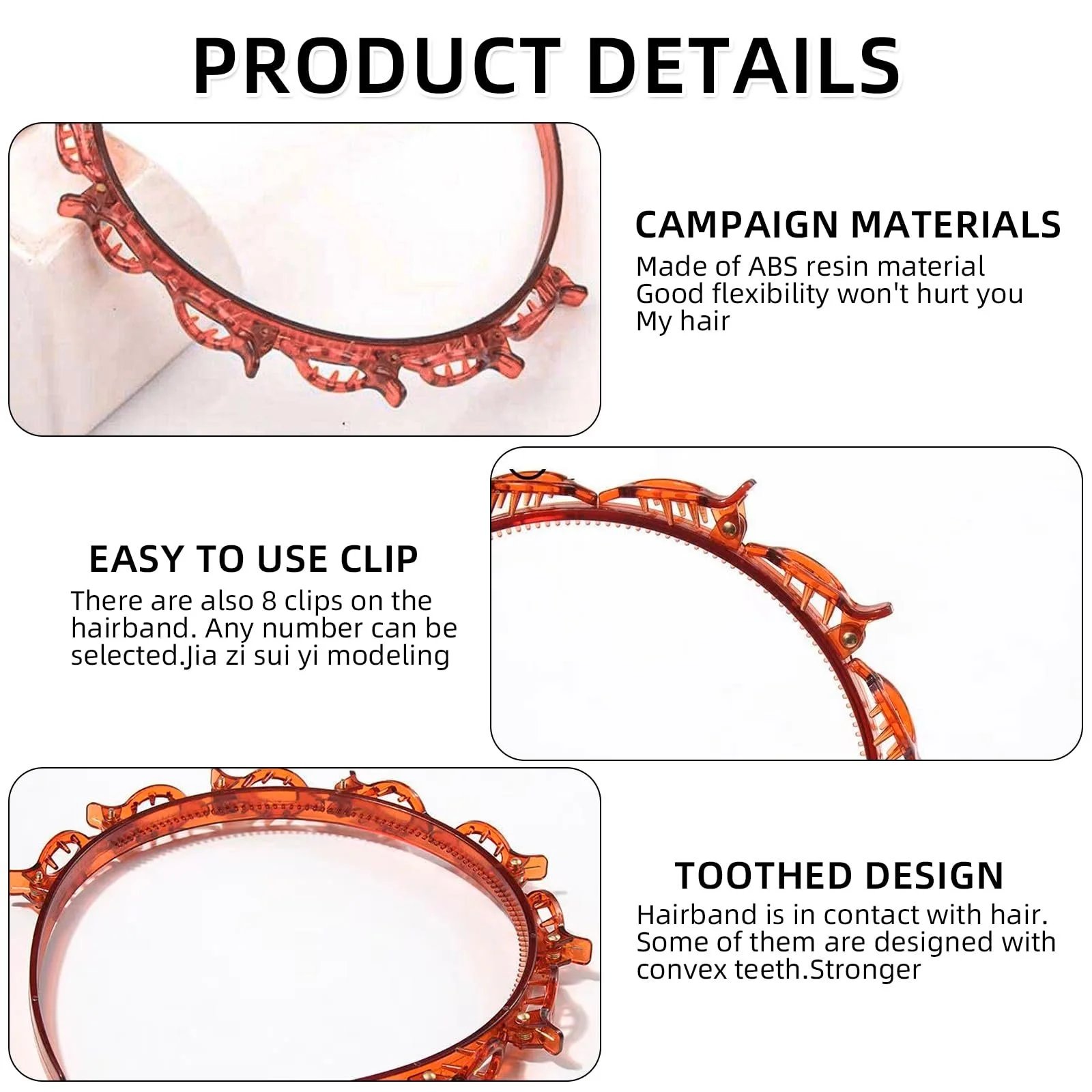 Обруч для волосся з затискачами Double Bangs Hairstyle Hairpin, фото №4