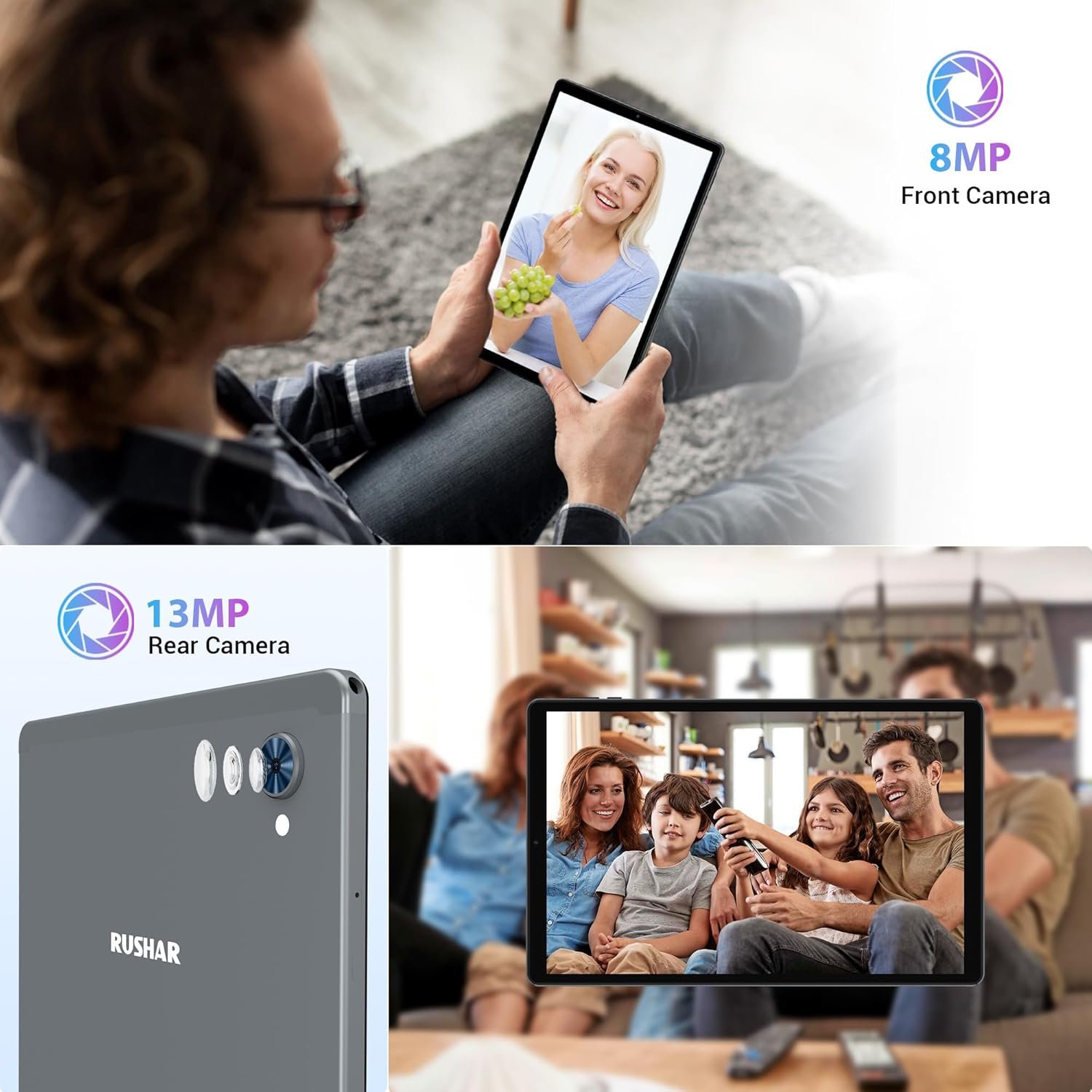 Планшет 10.1" RUSHAR U921 12+24/256Gb 4G 2-SIM 8 ядер Android 14 8000 mAh Grey, фото №6