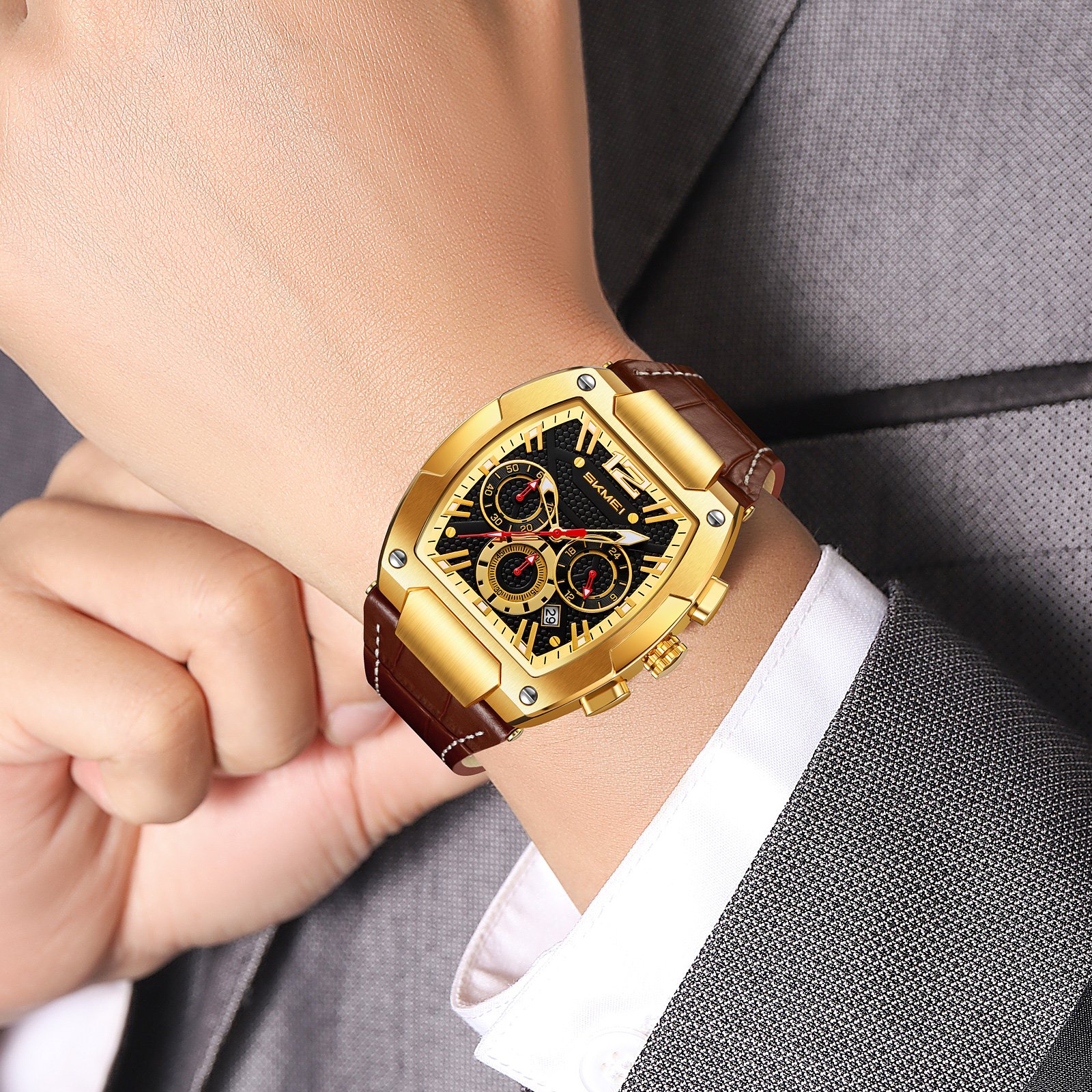 Годинник Skmei 9357 Gold-Brown,, фото №3