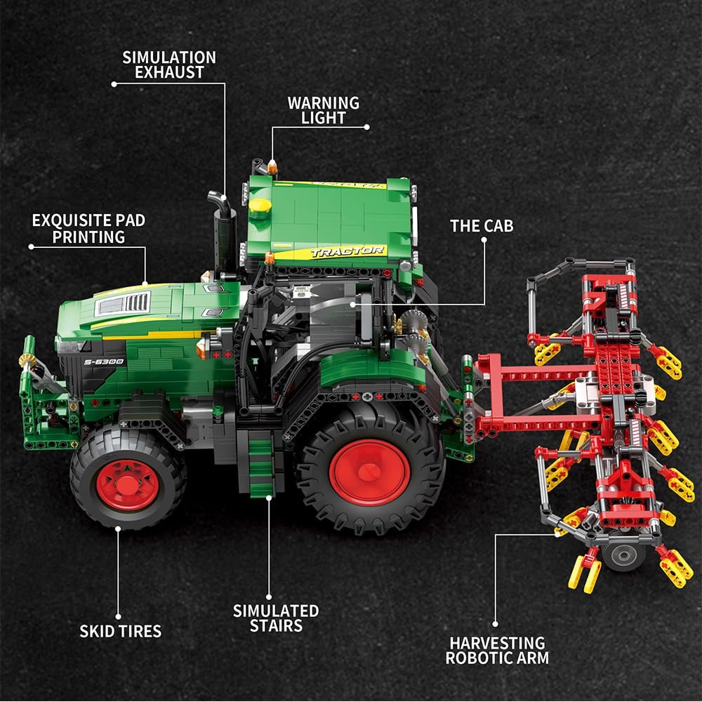 Блоки Reobrix 22015 Technik Agricultural Tractor 6130R для модели классического фермерского трактора, 1828 части, фото №5