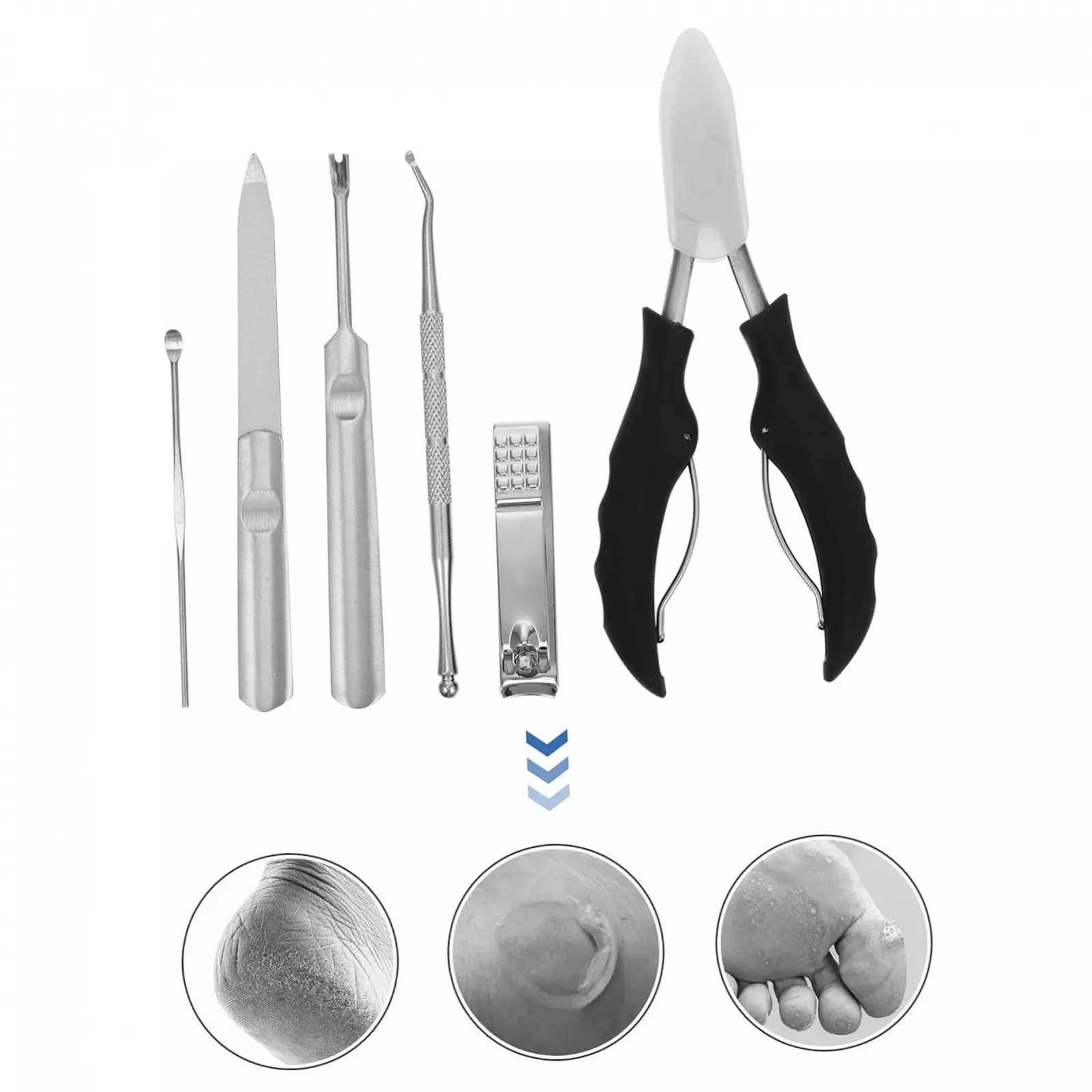Набор для ухода за ногами Healvian 5 предметов из нержавеющей стали, инструменты для педикюра для эффективного удаления мозолей и вросшего ногтя, фото №4