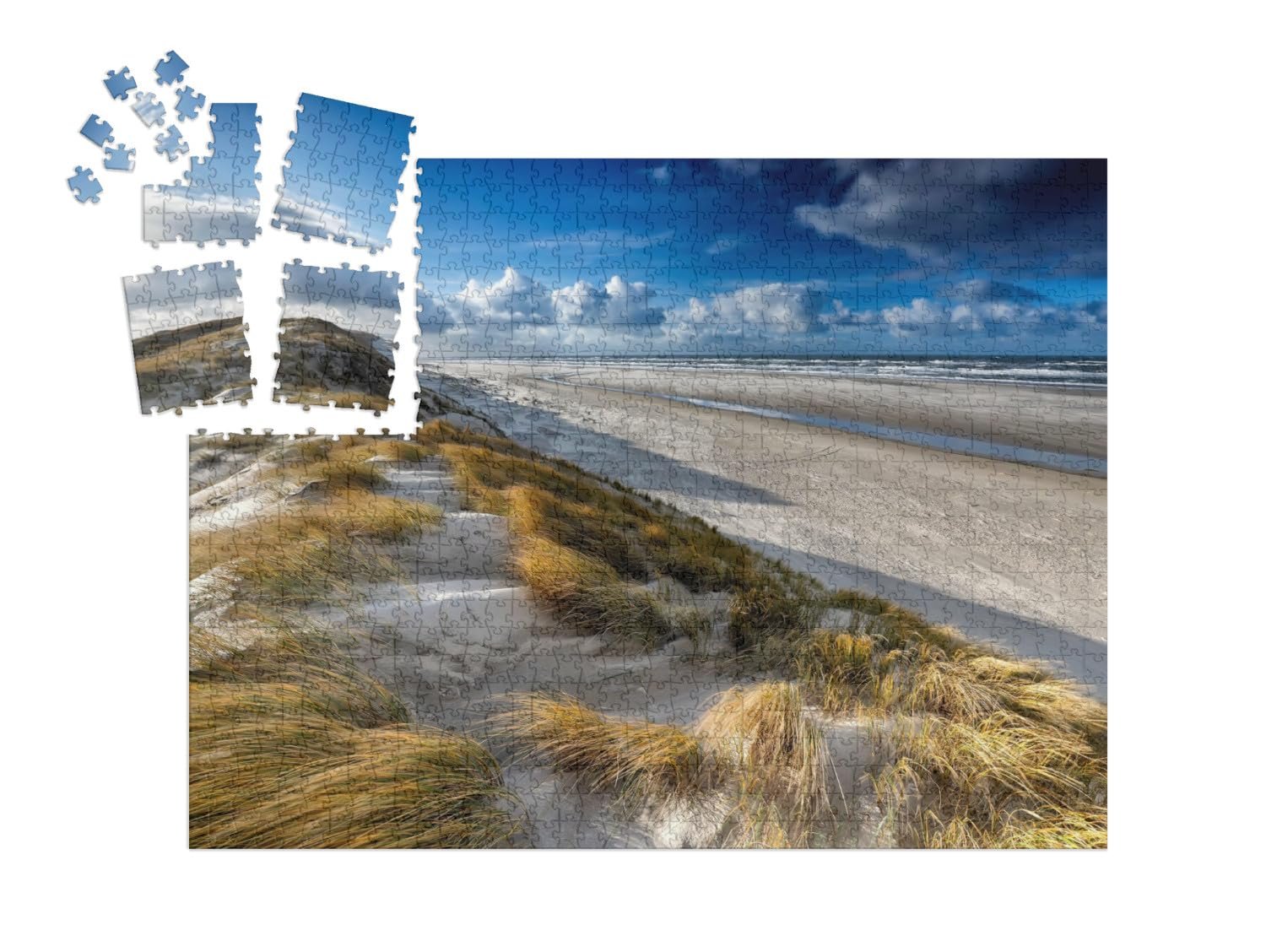 Пазл-адвент-календарь puzzleYOU Северное море "Вид с песчаной дюны на побережье Северного моря, Тексел, Нидерланды" 1000 элементов, фото №2