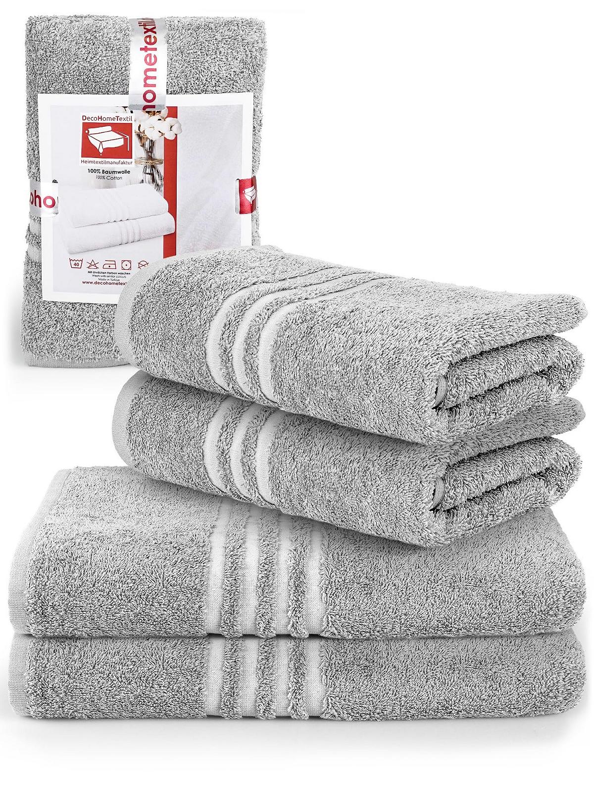 Набір рушників DecoHomeTextil 100% бавовна 4 шт. 50x100 см та 70x140 см Світло-сірий, фото №1