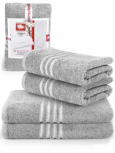 Набор полотенец DecoHomeTextil 100% хлопок 4 шт. 50x100 см и 70x140 см Светло-серый - Фото 1