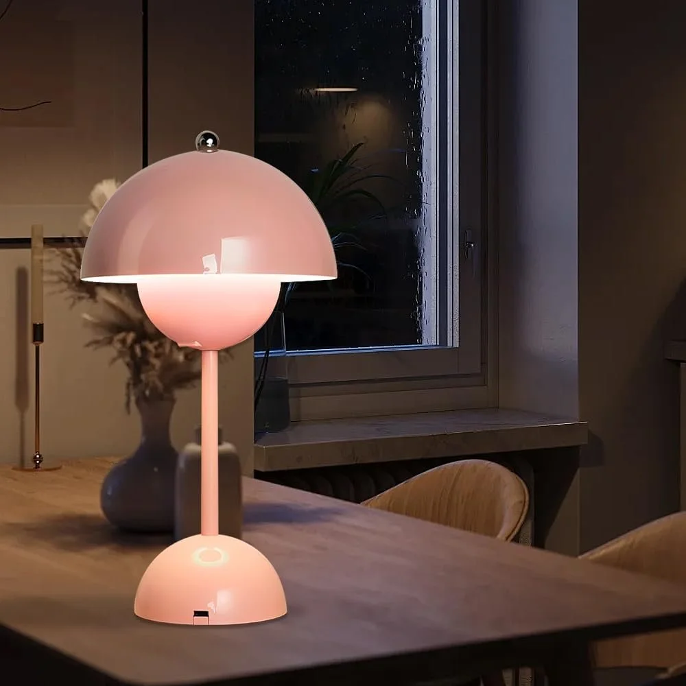 Настільна лампа Flowerpot Mushroom акумуляторна сенсорна USB Рожева, фото №5
