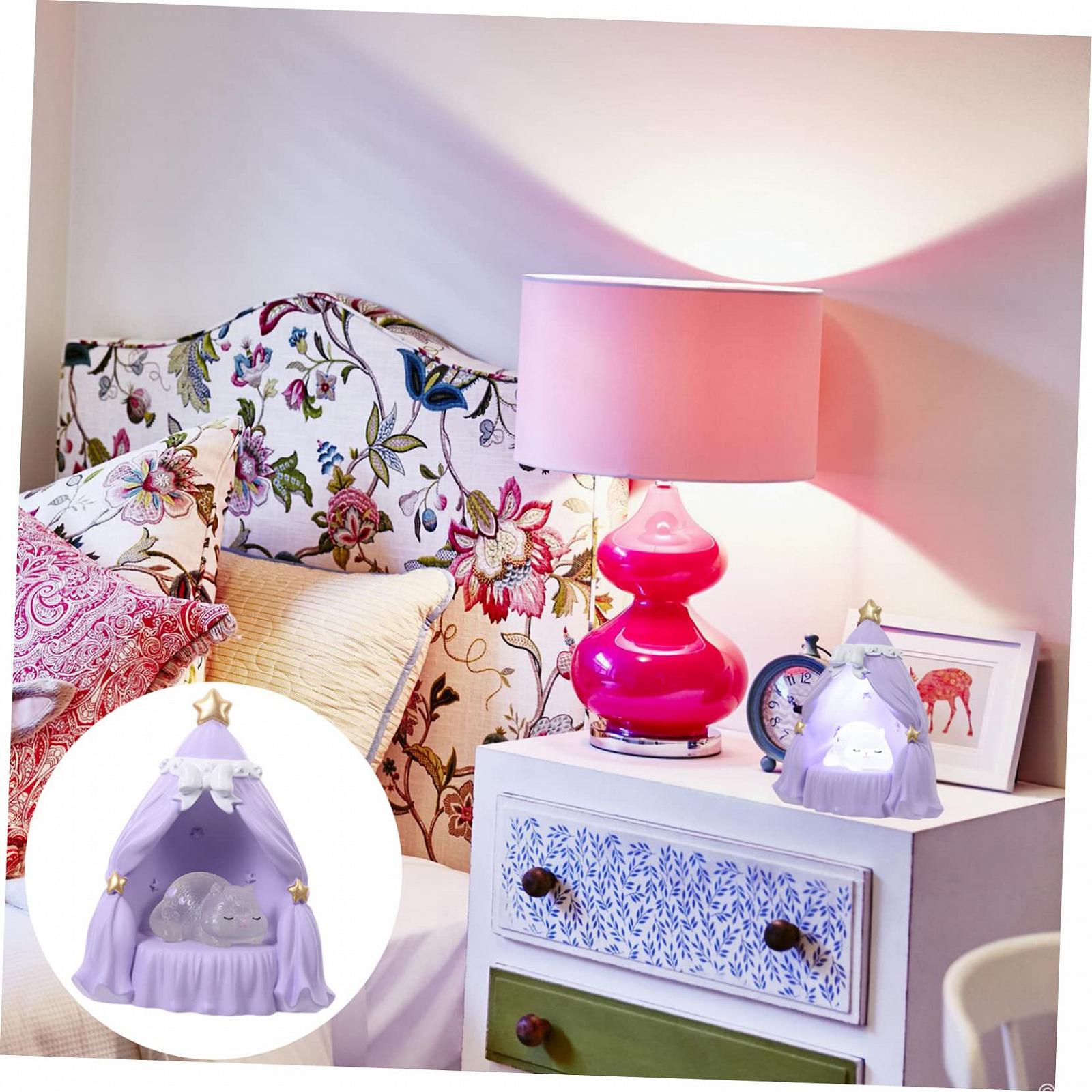 Нічник HOMSFOU Комплект з 4 Нічних Лам Котик для Дітей Фіолетовий, фото №5