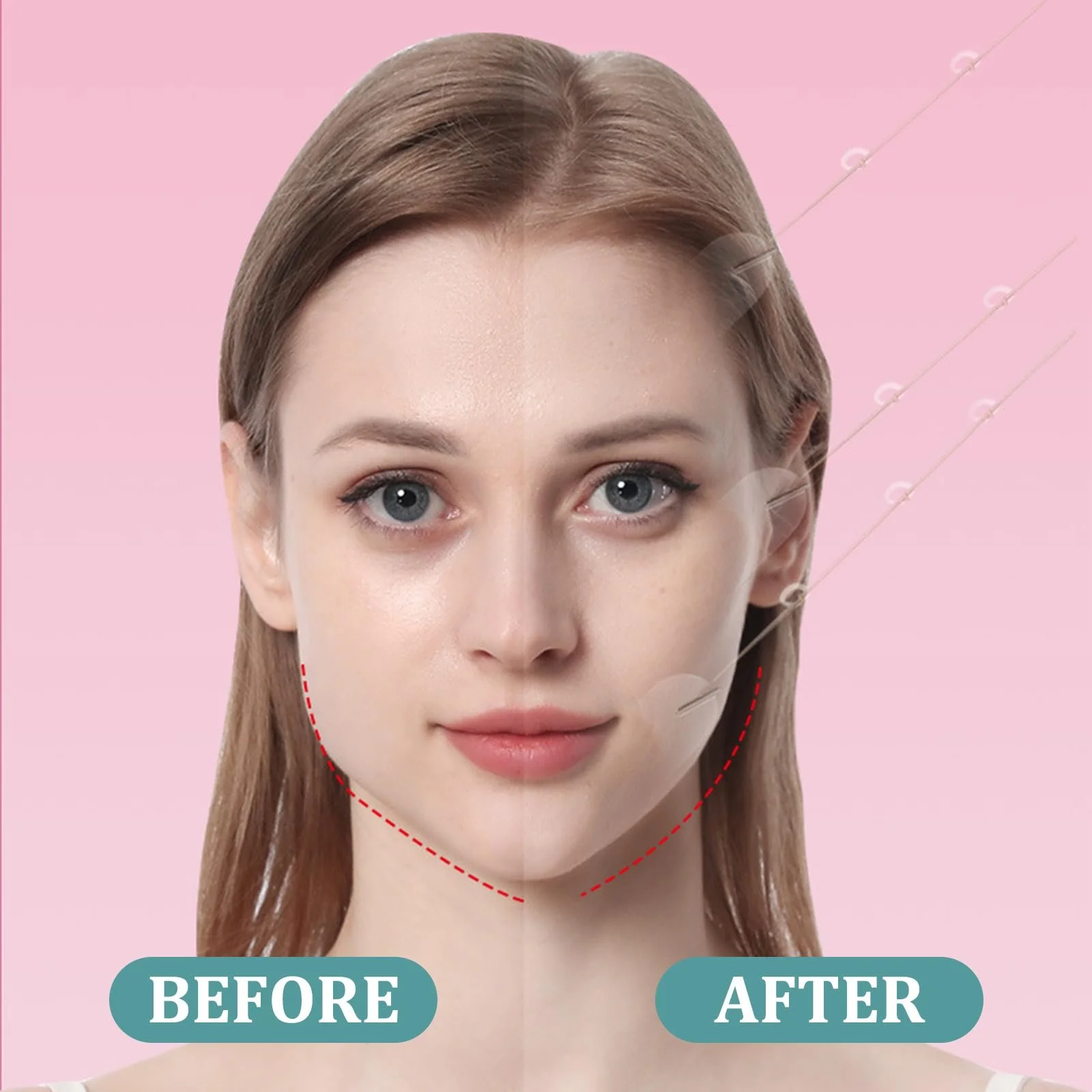 Лента для лица 60 штук Подтяжка лица 24 штуки Подтягивающая веревка, фото №2