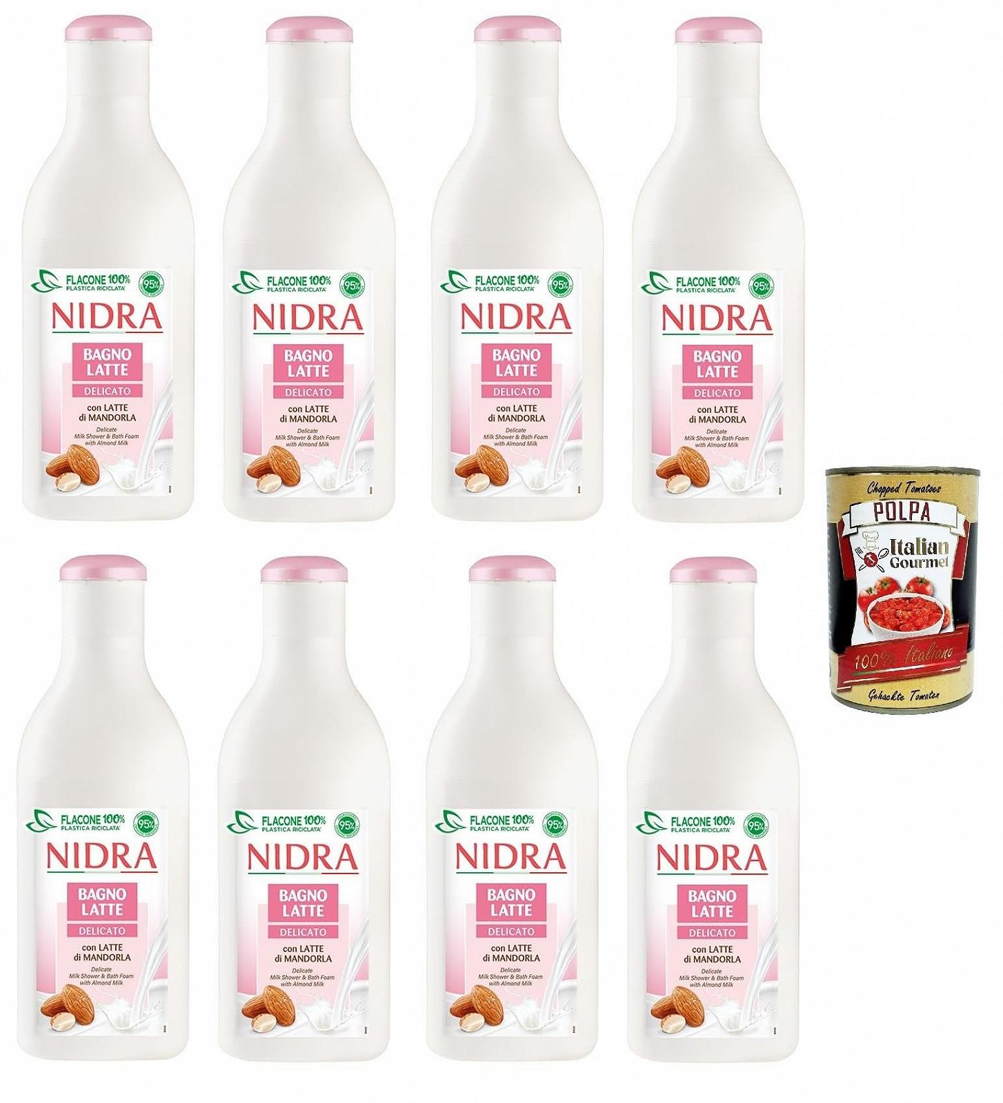 Гель для душу Nidra Bagnolatte Delicato Молочні протеїни та Мигдальне молочко 8 x 750 мл, фото №1