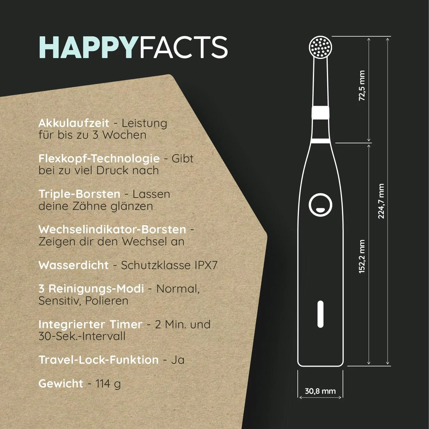 Электрическая зубная щетка happybrush Eco R2 3 сменные насадки и зубная паста Black, фото №7