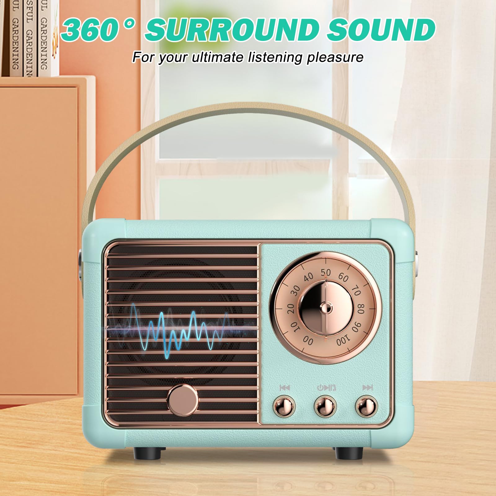 Ретро Bluetooth Портативна колонка Mini Nostalgia Radio Old Fashioned Classic Style TF Card Function Безпровідний Зв'язок м'ятний зелений, фото №4 Ретро Bluetooth Портативна колонка Mini Nostalgia Radio Old Fashioned Classic Style TF Card Function Безпровідний Зв'язок м'ятний зелений, фото №4