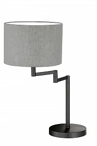 Настільна лампа Fischer & Honsel Rota з регульованим лляним абажуром, 1 x E27, піщаний чорний, сірий та білий, висота 55,5 см, діаметр 30 см - Фото 1