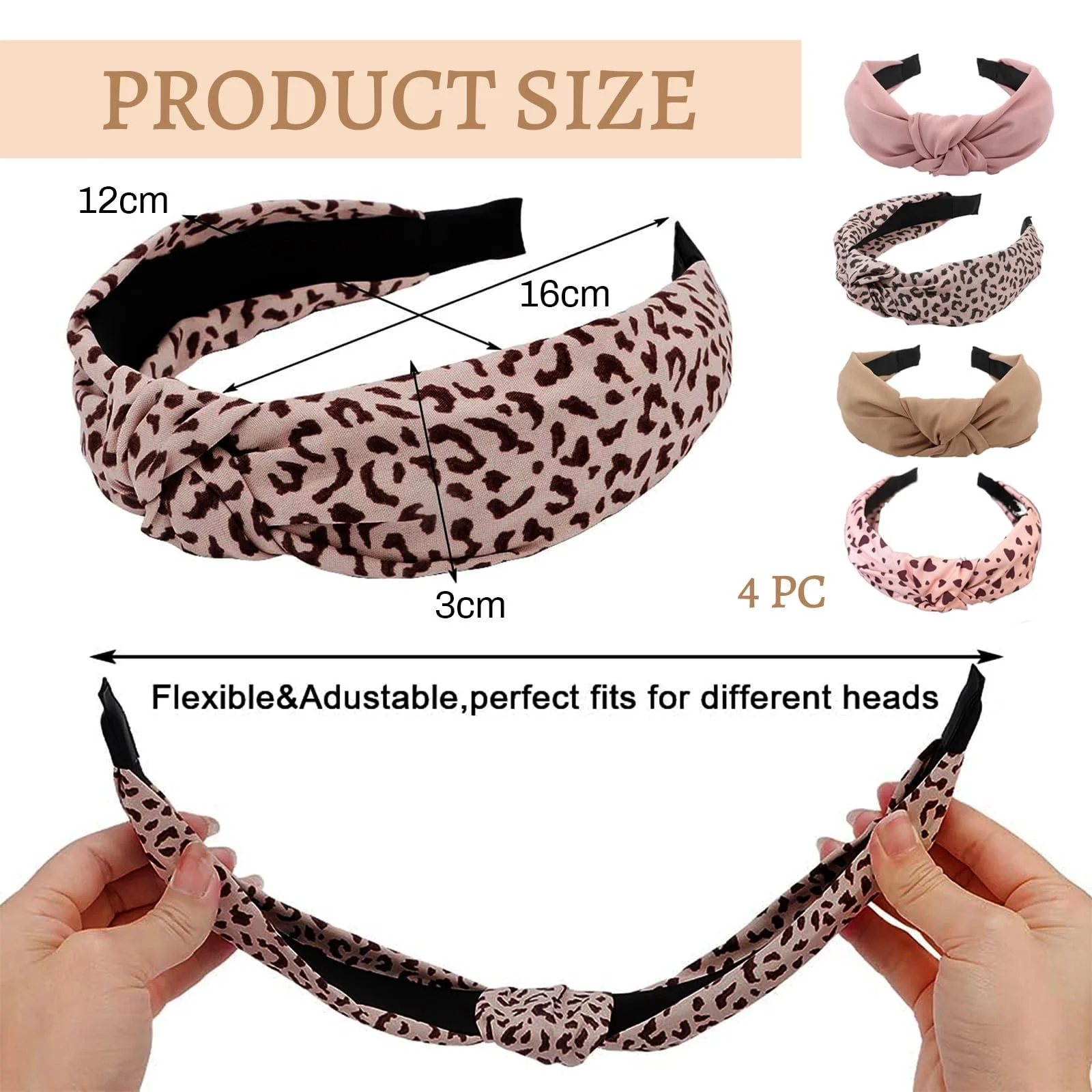 Обруч Леопардовый принт и розовое сердце, фото №2