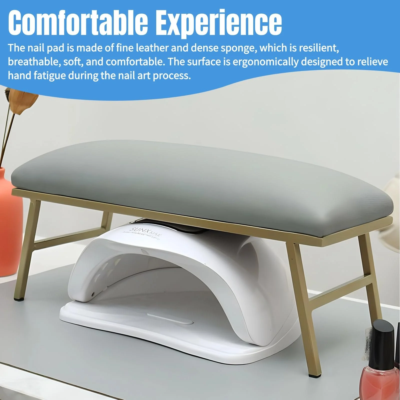 Підставка для рук для манікюру з мікрофібри Сіра, фото №5