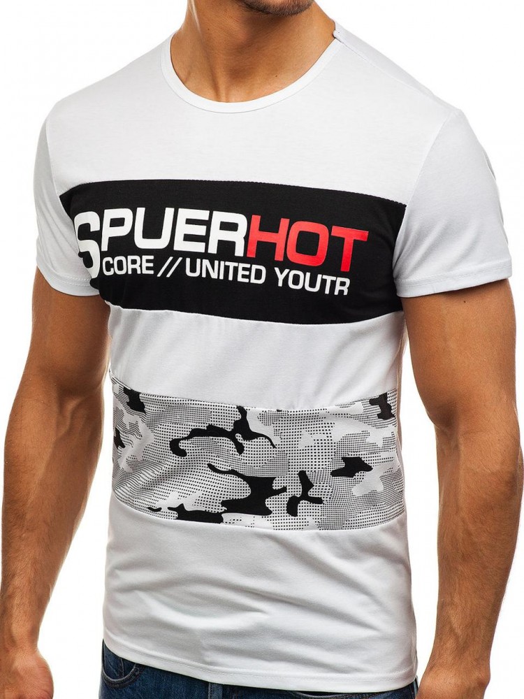 Футболка мужская удлиненная Белая с принтом, фото №5