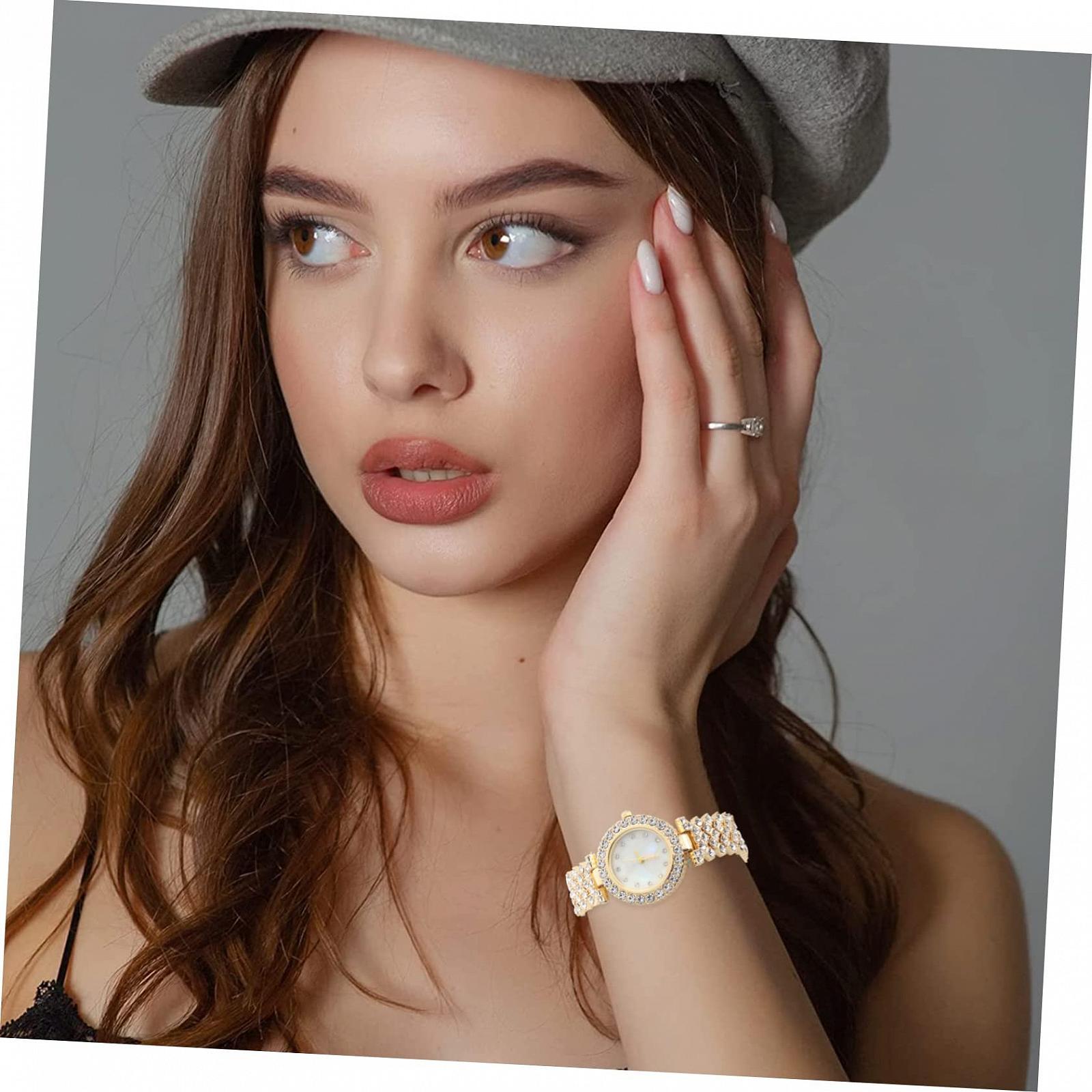 Женские часы LIFKOME Инкрустированные стразами Золотой Стальной браслет, фото №7