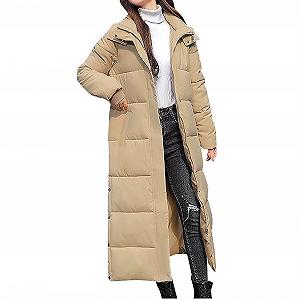 Пальто Sawmew Зимове Довге Тепле стьобане з капюшоном - Фото 1