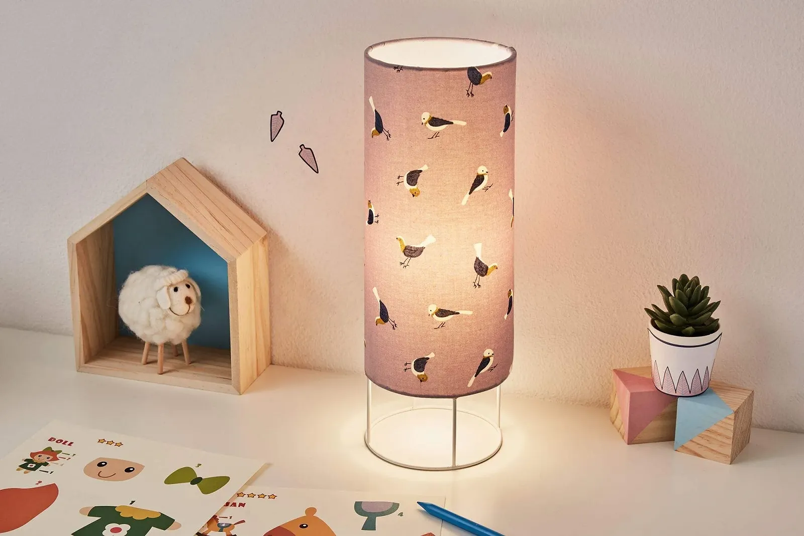 Настільна лампа Pauleen 48044 Cute Lilac Bird E14 макс. 20 Вт метал тканина фіолетова, фото №4