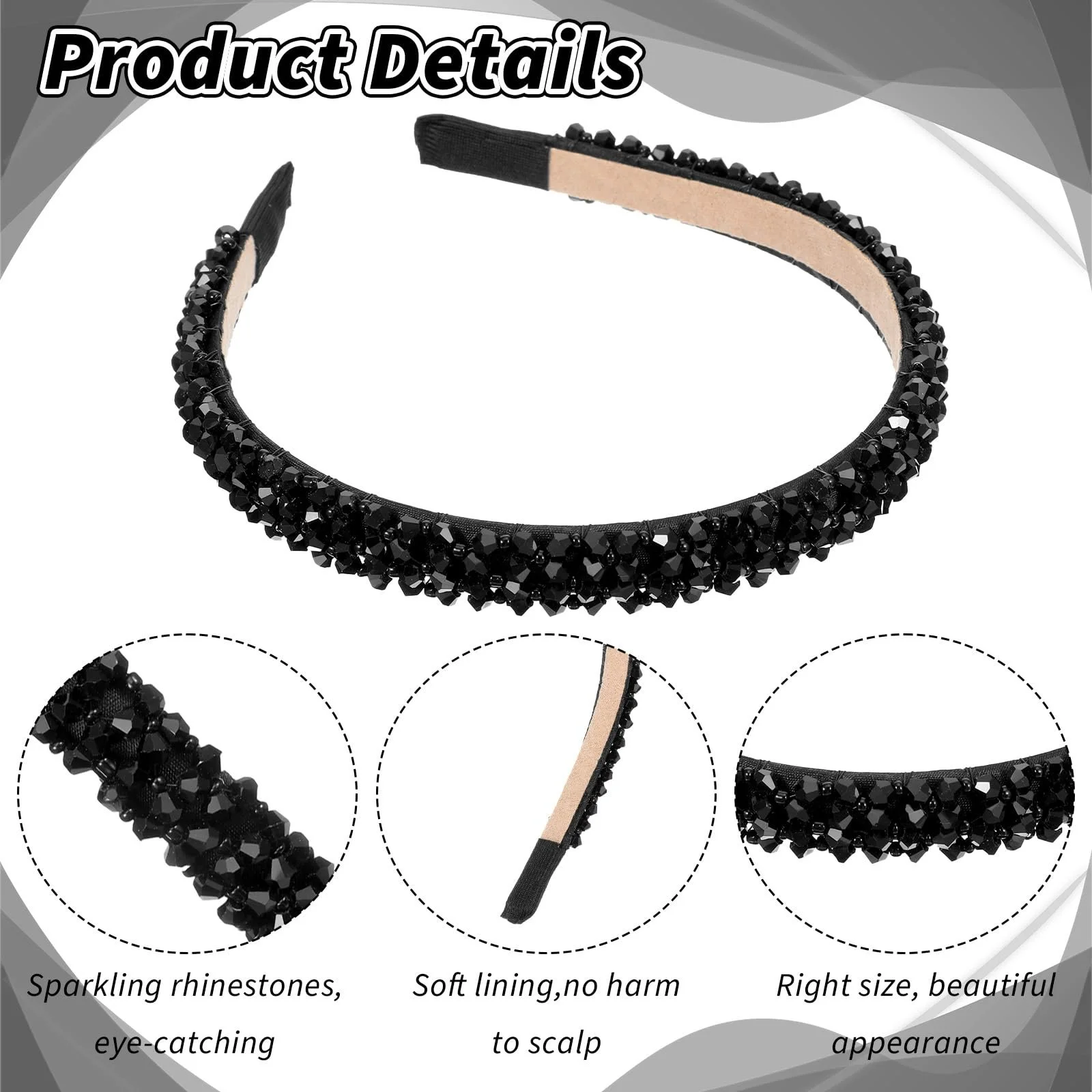 Обідок для волосся з кришталевими перлинами для дівчат, фото №5