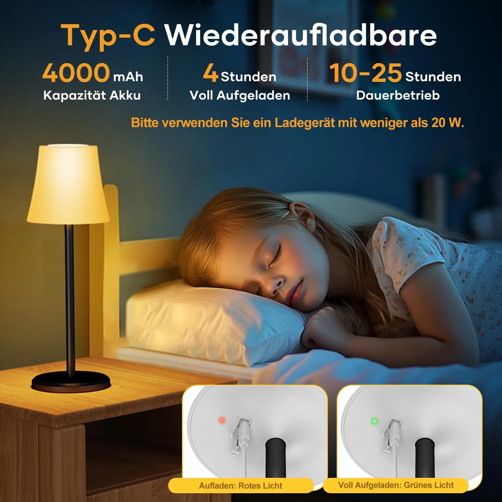 Настільна лампа Suright Wireless 3 колірні режими RGB комплект 2 шт. чорна, фото №4