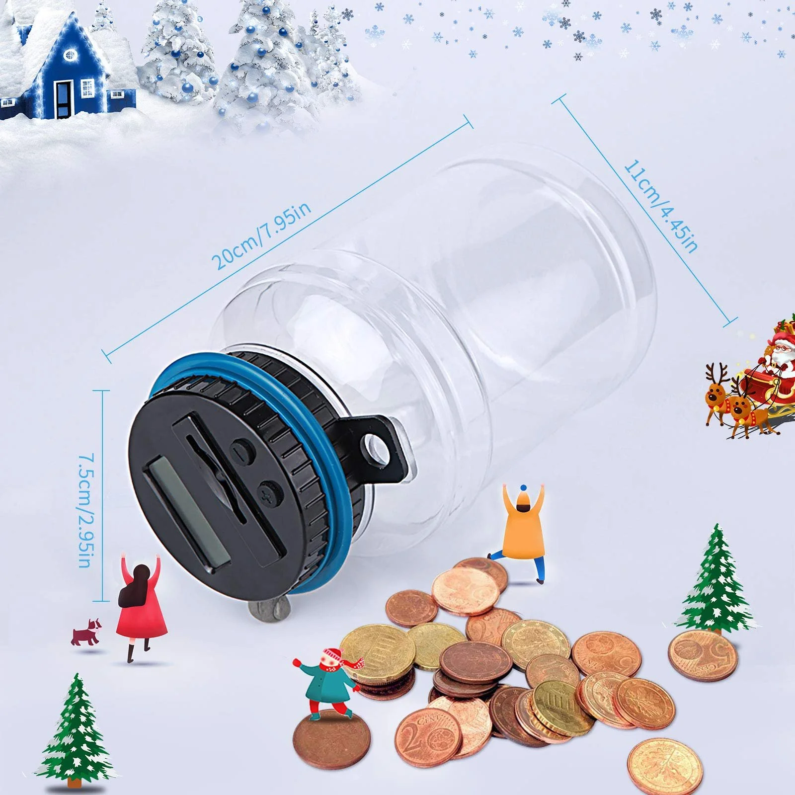 Скарбничка електронна Aokyom 1,8 л із лічильником монет та замком, фото №2