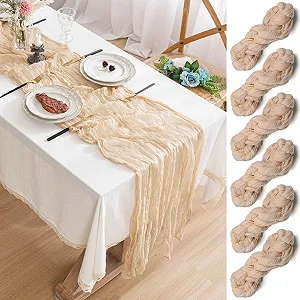 Купити Скатертина-доріжка Boho Gauze Muslin Cheese Cloth 90 x 300 см 6 шт Бежевий - Фото 1 Скатертина-доріжка Boho Gauze Muslin Cheese Cloth 90 x 300 см 6 шт Бежевий - Фото 1