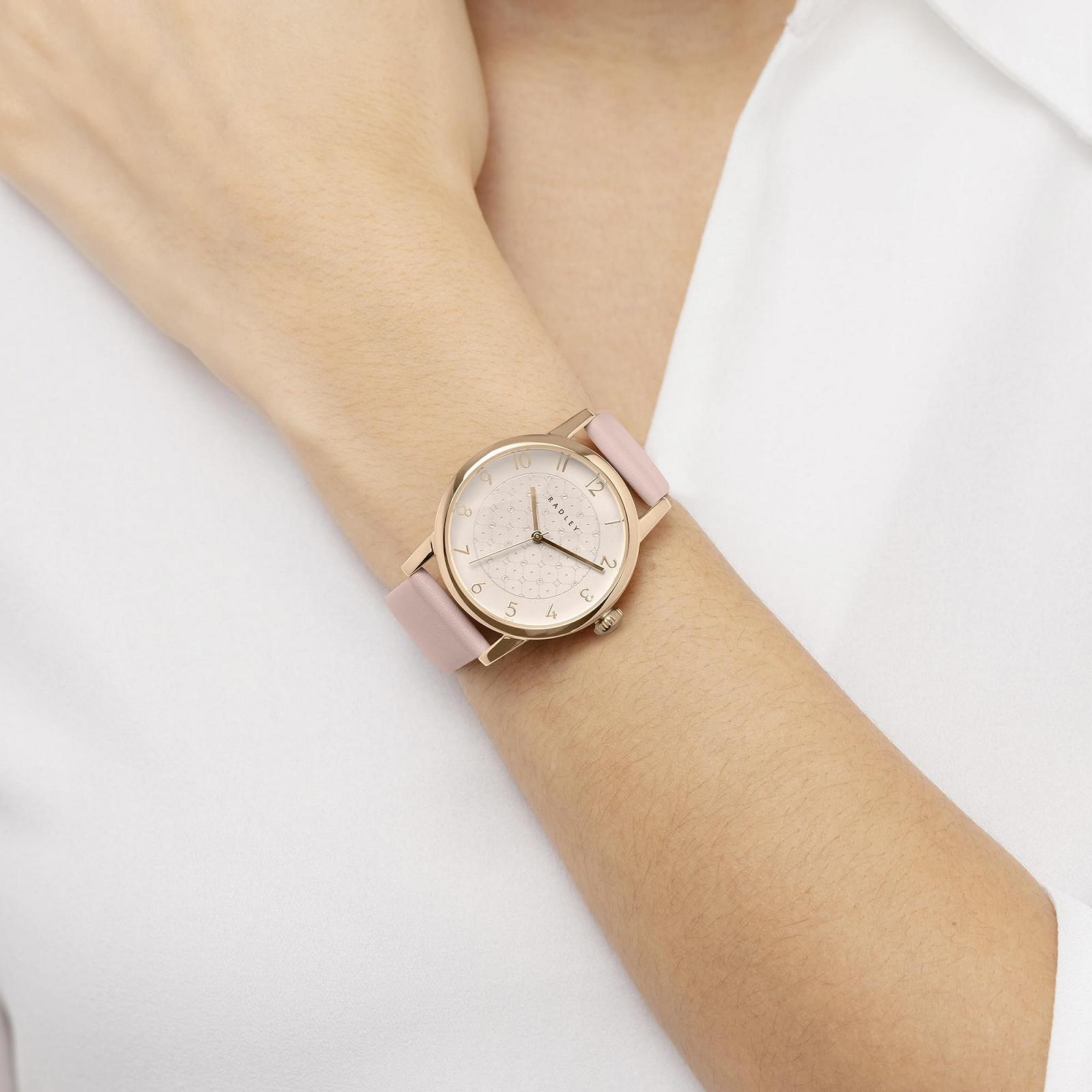 Годинник Radley Praire 35 мм, позолочений, шкіряний браслет, рожевий, фото №3