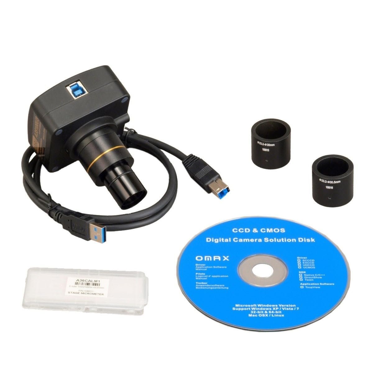 Камера для микроскопа OMAX AmScope A3550U3 5MP USB3.0 с калибровочными слайдами 0.01 мм, фото №2