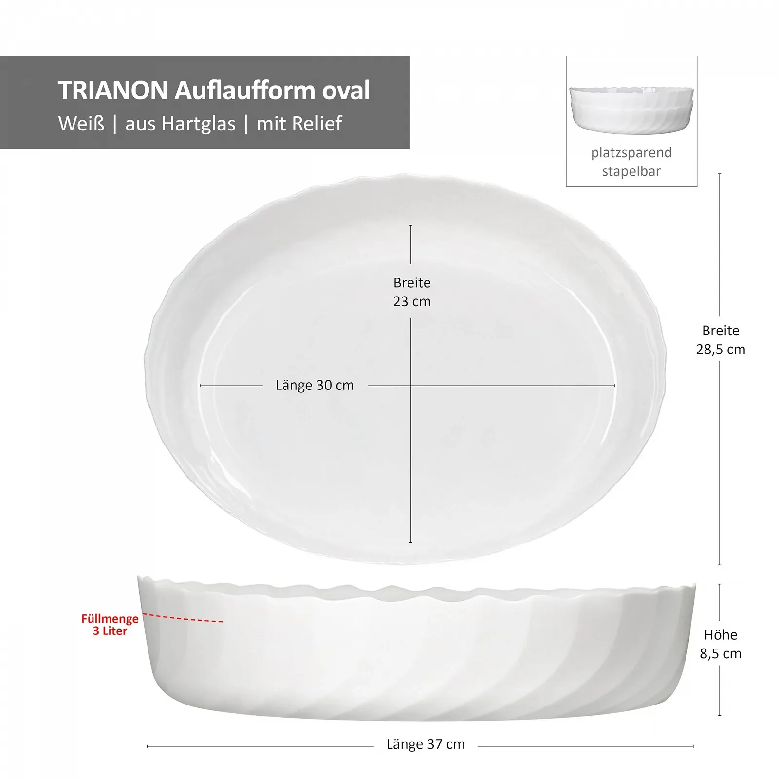 Форма для запікання MamboCat Trianon набір із 2 шт. 3 л біла 37 x 28.5 x 8.5 см, фото №6