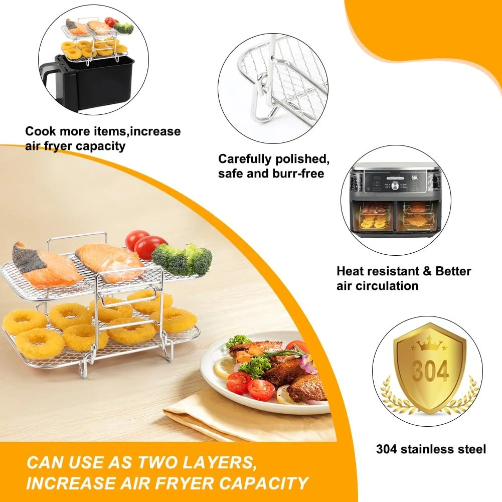 Аксессуары для аэрофритюрницы BYKITCHEN Ninja Foodi Max Dual Zone AF400EU 9.5л 304 нержавеющая сталь, фото №3